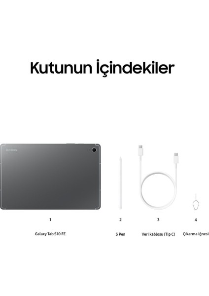 Galaxy Tab S10 Fe 8 Ram 128 GB Hafıza 10.9" Gri Tablet - Kalem Hediyeli