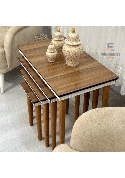 Evim Mobilya Beyaz Eşya (Tesla) Lüx 1. Sınıf Mdf 4'lü (Dörtlü) Zigon Sehpa (Özel Tasarım) fiyatları