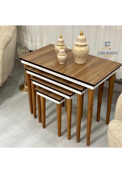 Evim Mobilya Beyaz Eşya (Tesla) Lüx 1. Sınıf Mdf 4'lü (Dörtlü) Zigon Sehpa (Özel Tasarım) modelleri