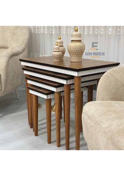 Evim Mobilya Beyaz Eşya (Tesla) Lüx 1. Sınıf Mdf 4'lü (Dörtlü) Zigon Sehpa (Özel Tasarım) fırsatları