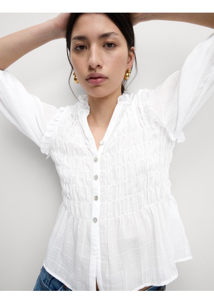 Düğmeli Uzun Kollu Bluz