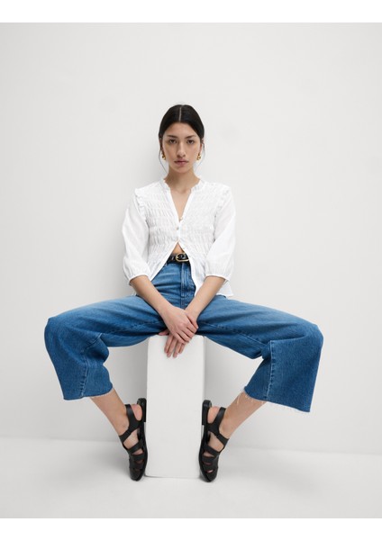 Düğmeli Uzun Kollu Bluz