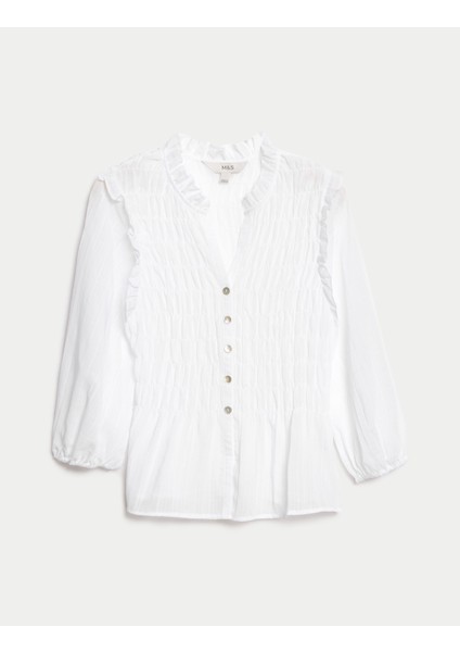 Düğmeli Uzun Kollu Bluz