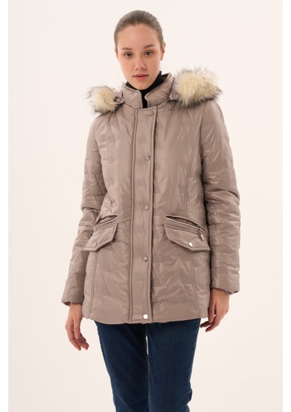 Veger Özel Desen Kapüşonlu Kapitone Mont fırsatları