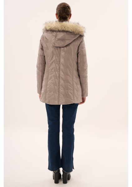 Veger Özel Desen Kapüşonlu Kapitone Mont indirimleri