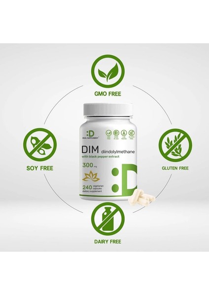 Dım With Black Pepper Extract 300MG, 240 Kapsül Usa Menşei- Dmmedicine'den fiyatları