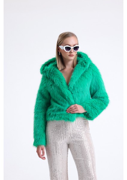 Kapüşonlu Kürk Crop Mont fiyatları