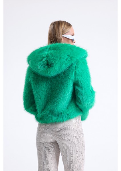 Kapüşonlu Kürk Crop Mont fırsatları