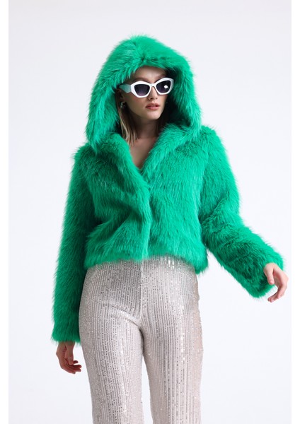 Kapüşonlu Kürk Crop Mont indirimleri