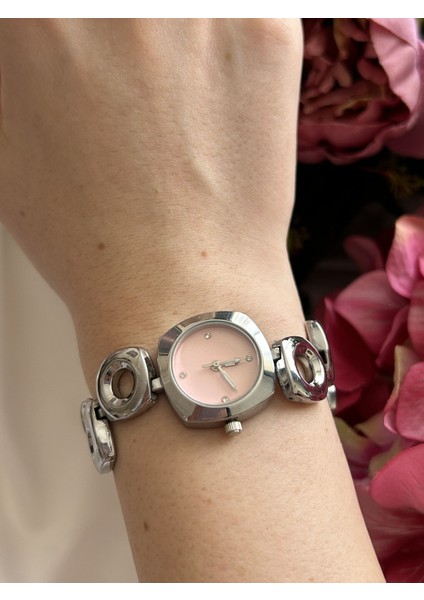 Pembe Cam Tasarım Kol Saati