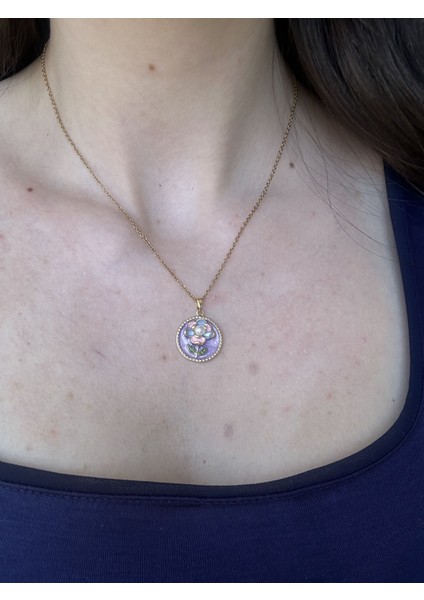 Mor Çiçek Pinterest Kolye