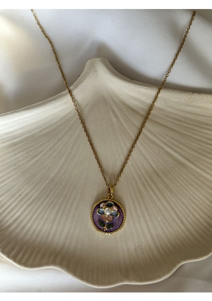 Mor Çiçek Pinterest Kolye fiyatları