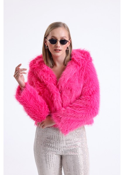 Kapüşonlu Kürk Crop Mont