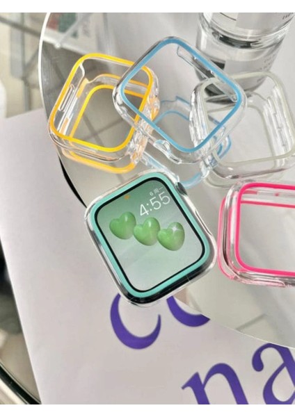 Apple Watch Se 3 Uyumlu Şeffaf Neon Detay Kasa ve Ekran Koruyucu Fosforlu Sert Pc Kasa fırsatları