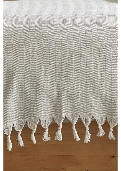 Çift Kişilik Koltuk Örtüsü %100 Pamuk Çizgili Dekoratif Pike Çok Amaçlı Krem Renk 200X230 cm fiyatları