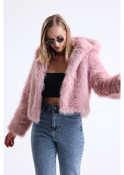 Kapüşonlu Kürk Crop Mont modelleri