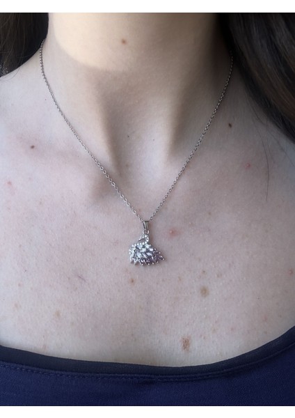 Lila Kuyruk Kuğu Kolye