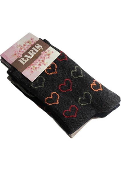 Barış Kalp Desenli Likralı Kadın Soket Çorap Adet