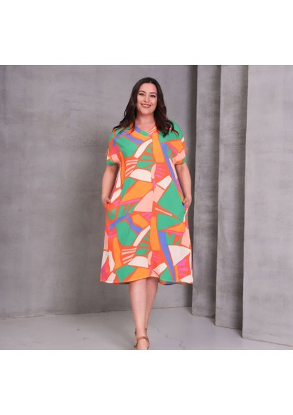 Kadın Büyük Beden V Yaka Elbise fiyatları