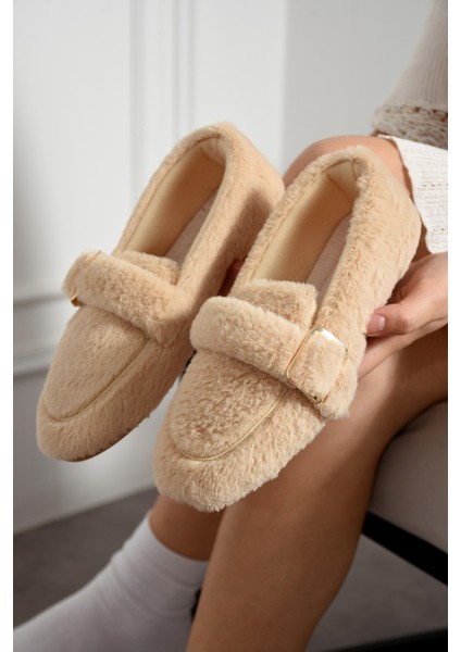 Ultra Yumuşak Panduf Peluş Kadın Ev Babeti Ses Yapmaz Hafif Taban