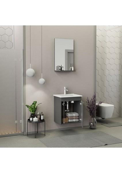 Arya Slım 50 cm Banyo Dolabı Mat Gri modelleri