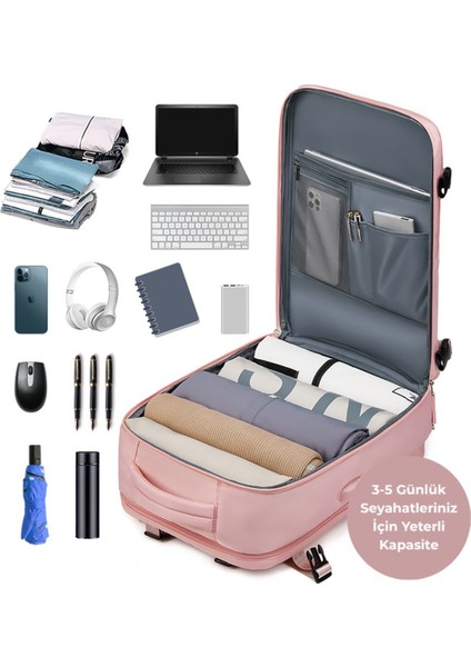 Su Geçirmez 16" Inç 30L Ayakkabı Bölmeli Seyahat Sırt Çantası - Laptop Bölmeli, USB Şarj Girişli modelleri