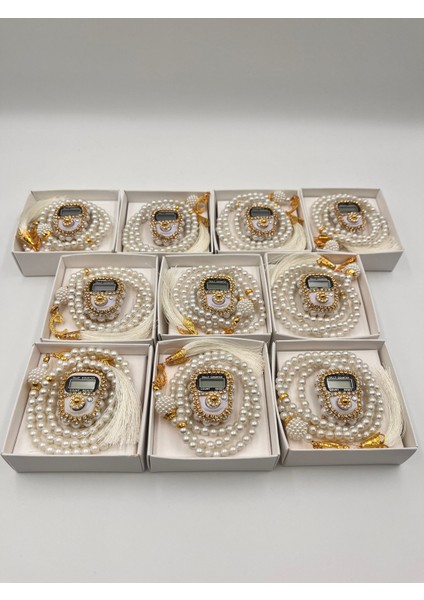 10 Adet Hediyelik Çeyizlik Şık Kutulu Tesbih ve Taşlı Zikirmatik Seti fiyatları