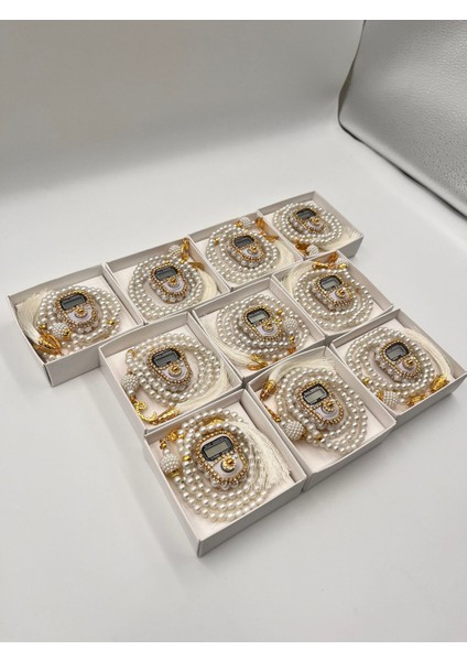 10 Adet Hediyelik Çeyizlik Şık Kutulu Tesbih ve Taşlı Zikirmatik Seti fırsatları