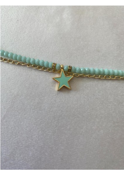 Yıldızlı Bileklik Su Yeşili Altın Renk modelleri