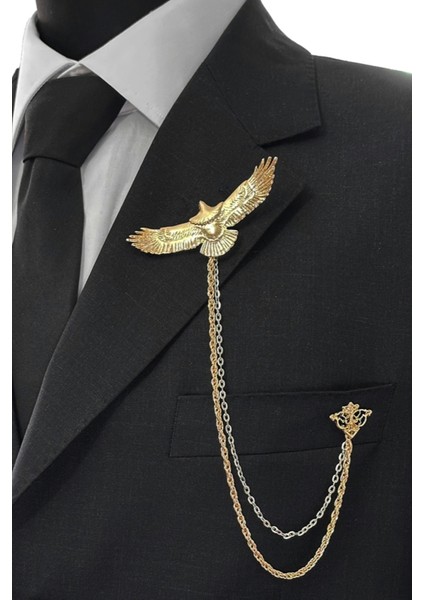 Gold Renk Kartal Ceket & Damatlık & Blazer Zincirli Yaka Aksesuarı fiyatları