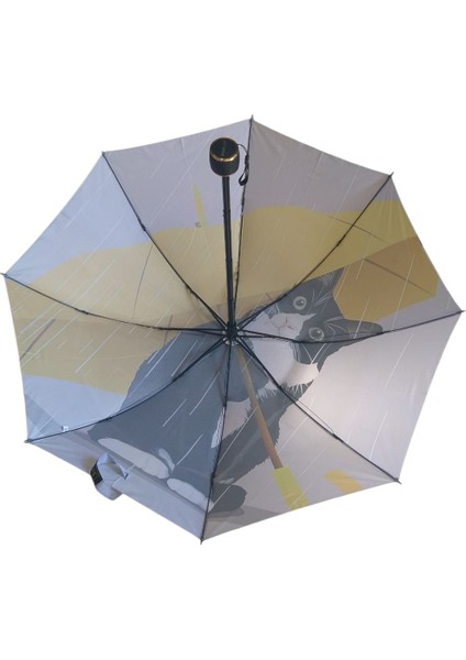 Kedi Desenli Şemsiye Rüzgara Dayanıklı Çanta Boy Bayan Şemsiyesi modelleri
