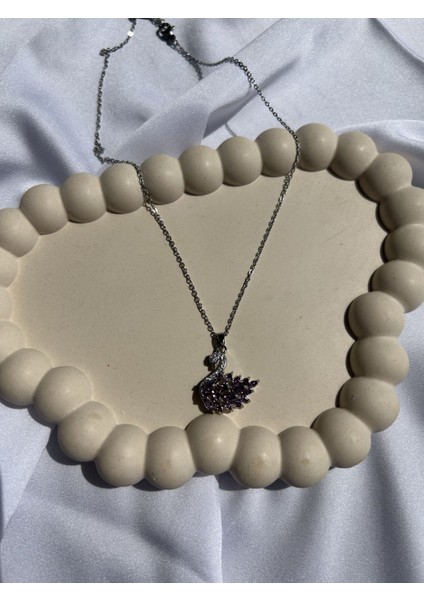 Mor Zirkon Kuğu Kolye fiyatları