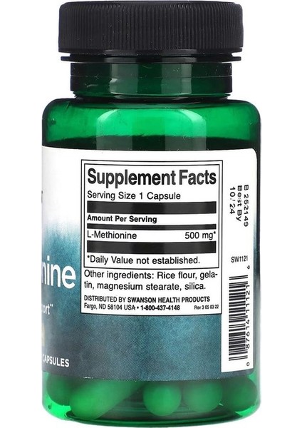 L-Methione 500 Mg 30 Kapsül .usa Vers. fiyatları