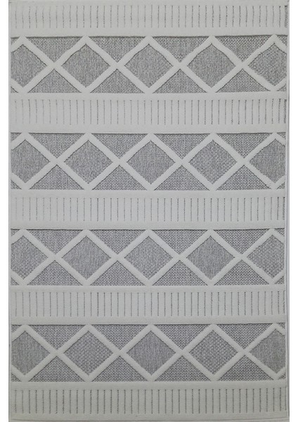 Bukle Soft Twister 0461G Gri-Beyaz Yolluk Salon Antre Koridor Halısı Yumuşak Dokuma Makine Halısı