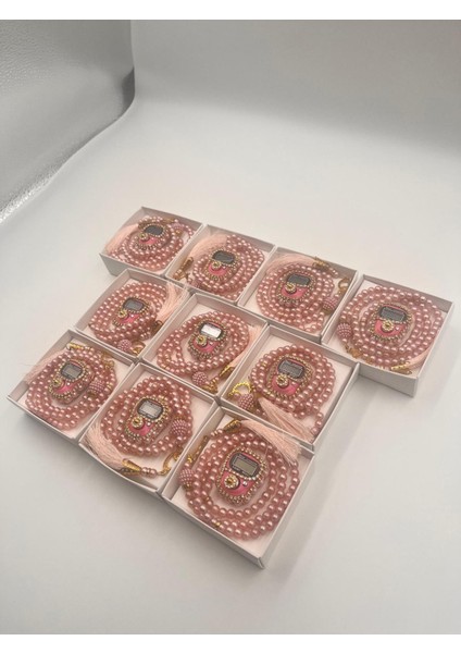 10 Adet Hediyelik Çeyizlik Şık Kutulu Tesbih ve Taşlı Zikirmatik Seti modelleri