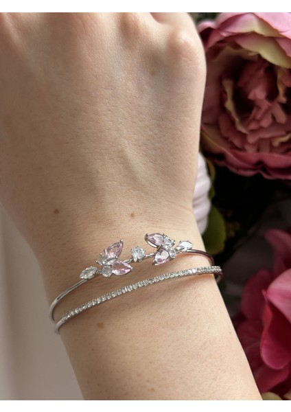 Pembe Kelebek Detay Ayarlanabilir Bileklik