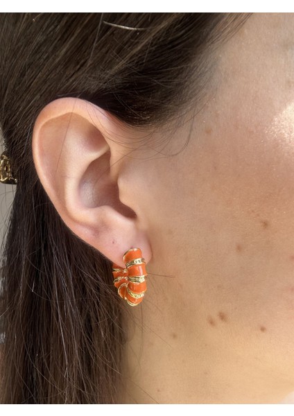 Gold Mineli Turuncu Küpe