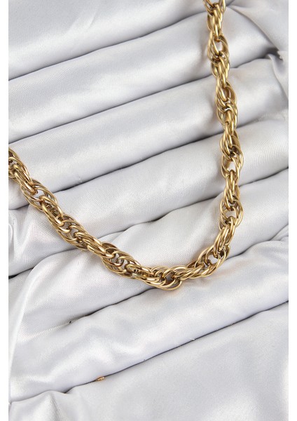 Derenlestore 316L Çelik Halat Model Gold Renk Kadın Kolye - Lisinya