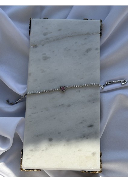 Silver Pembe Kalp Detaylı Su Yolu Bileklik fiyatları
