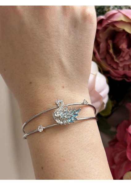 Mavi Kuğulu Ayarlanabilir Bileklik