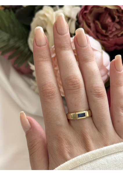 Mavi Taşlı Retro Yüzük