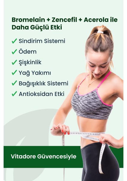 Herbal Bromelain 1000 Mg (2400 Gdu) + 400 Mg Zencefil ve Acerola ile Güçlü Proteolitik Enzim Destek fiyatları