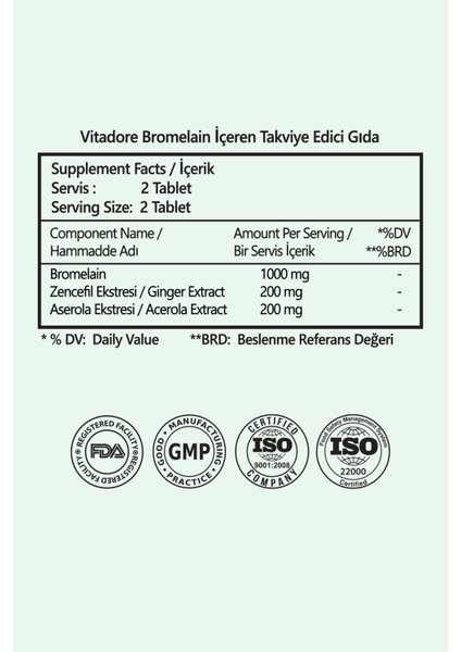 Herbal Bromelain 1000 Mg (2400 Gdu) + 400 Mg Zencefil ve Acerola ile Güçlü Proteolitik Enzim Destek fırsatları