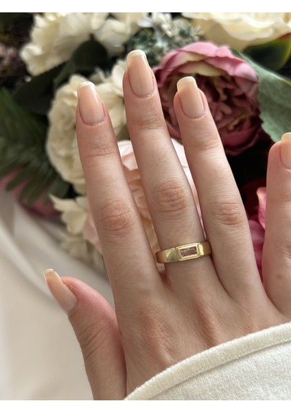 Pembe Taşlı Retro Yüzük