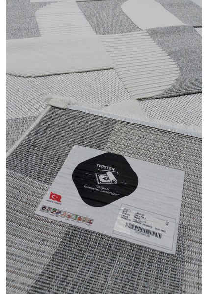 Bukle Soft Twister 0455G Gri-Beyaz Yolluk Salon Antre Koridor Halısı Yumuşak Dokuma Makine Halısı