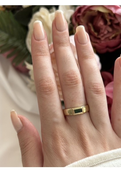 Yeşil Taşlı Retro Yüzük