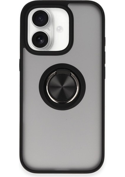 Apple Iphone 16 Kılıf Kamera Korumalı Yüzüklü Manyetik Standlı Arkası Buzlu Iring Kapak