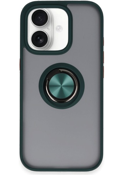 Apple Iphone 16 Kılıf Kamera Korumalı Yüzüklü Manyetik Standlı Arkası Buzlu Iring Kapak