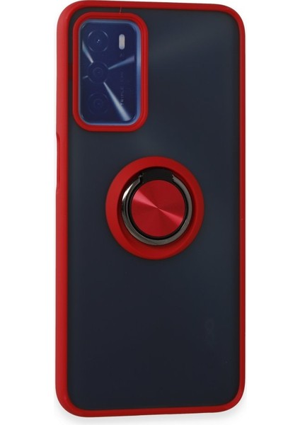 Oppo A55 Kılıf Kamera Korumalı Yüzüklü Manyetik Standlı Arkası Buzlu Iring Kapak