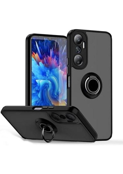 Infinix Hot 20 Kılıf Kamera Korumalı Yüzüklü Manyetik Standlı Arkası Buzlu Iring Kapak